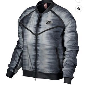 NWT New NIKE Black Gray White Ombré Tie Dye Bomber Jacket Small
